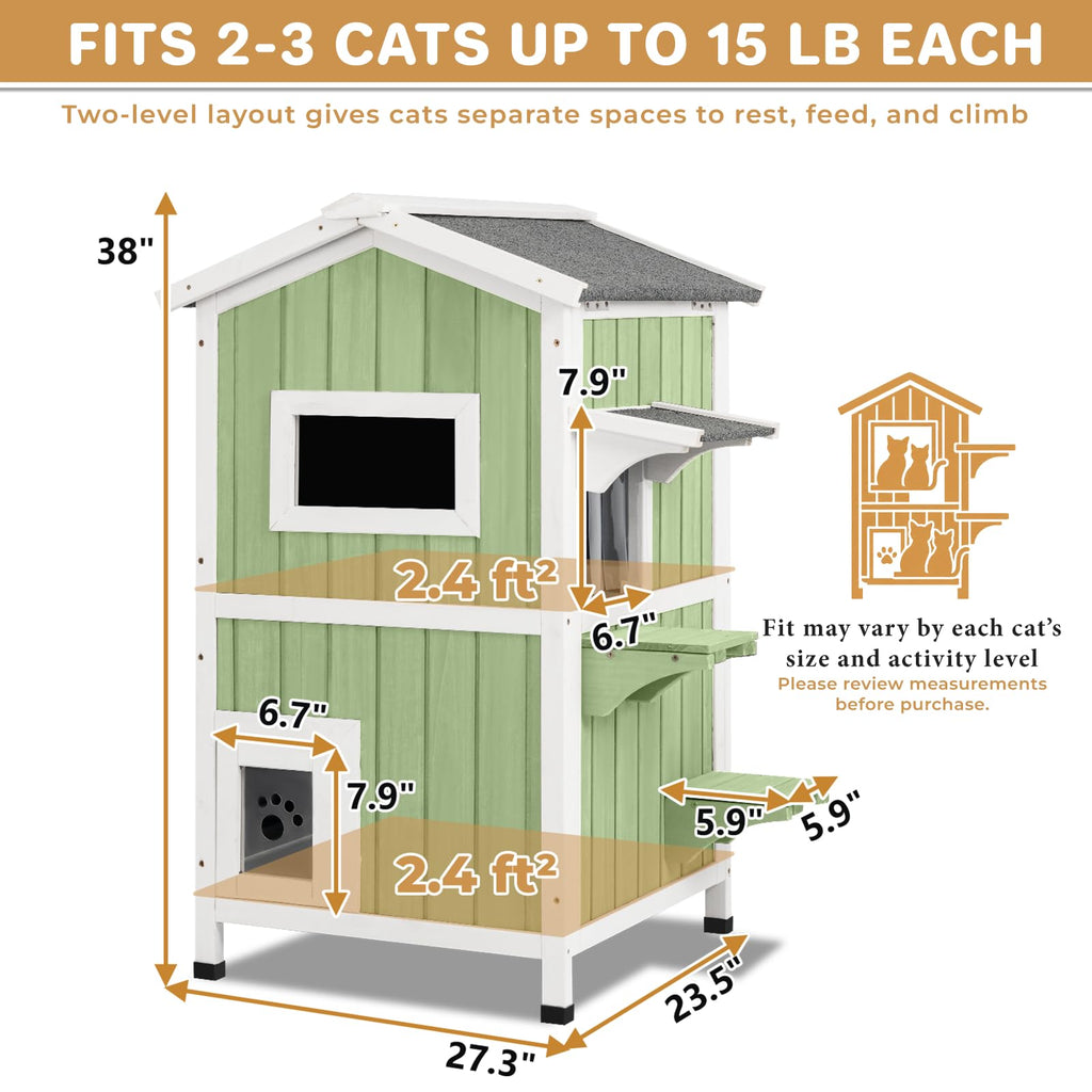 Weatherproof Wooden Outdoor Cat House D8050