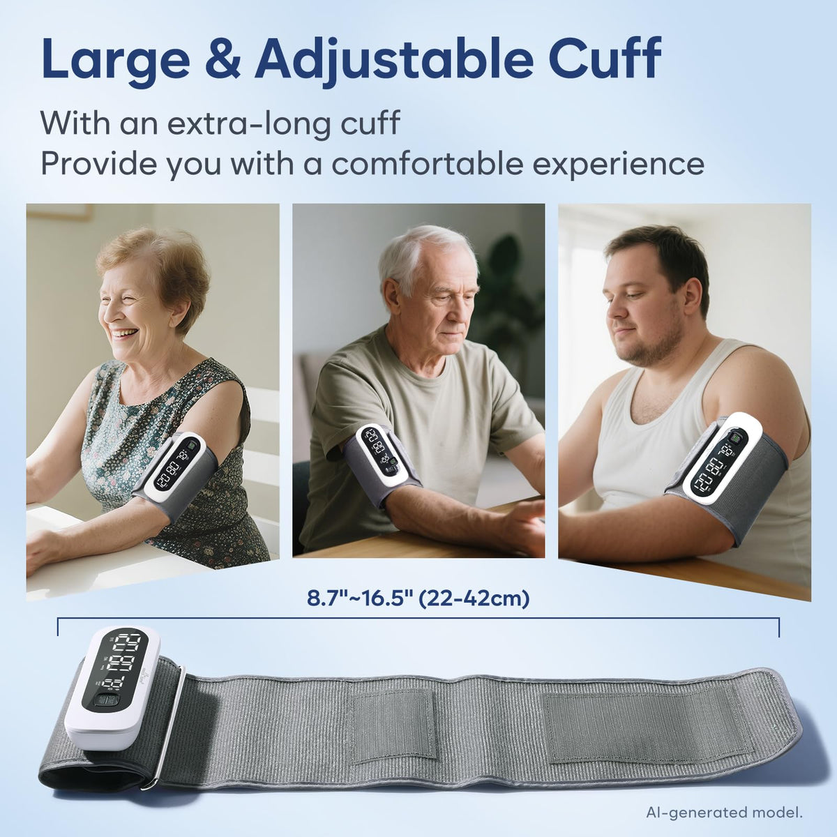 Wireless Bluetooth Blood Pressure Monitor with Large Cuff T364