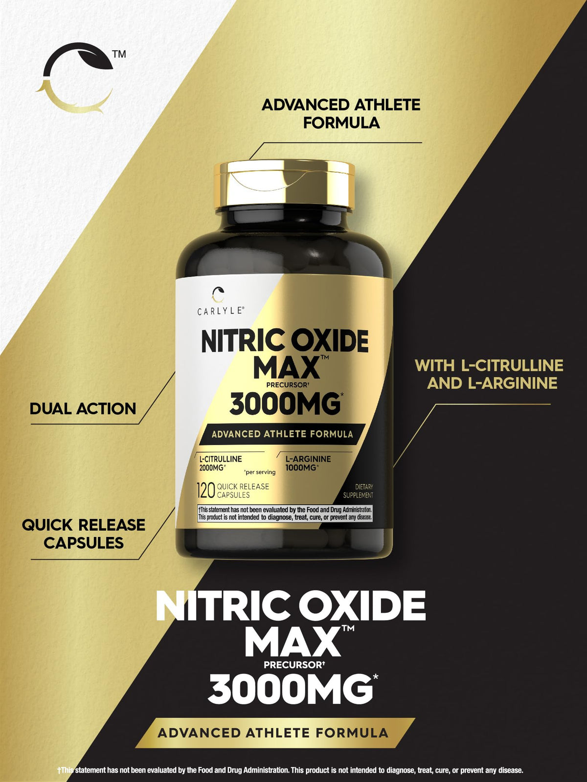 Nitric Oxide Supplement 3000mg 120 Capsules C44194