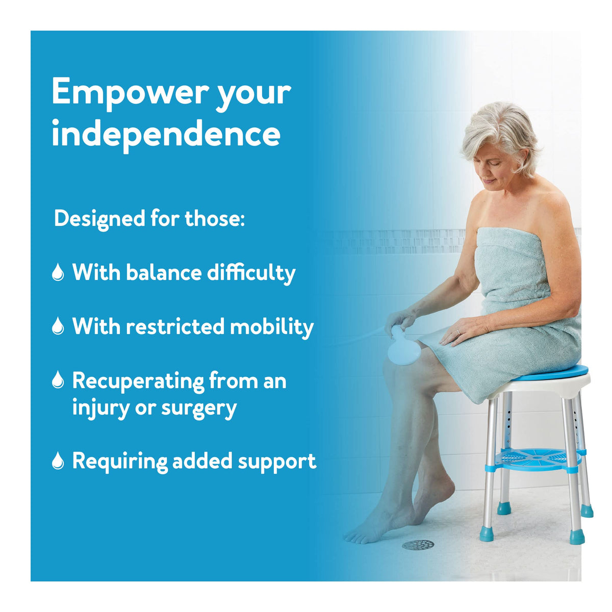 Adjustable Rotating Bath and Shower Stool with Storage Tray H531