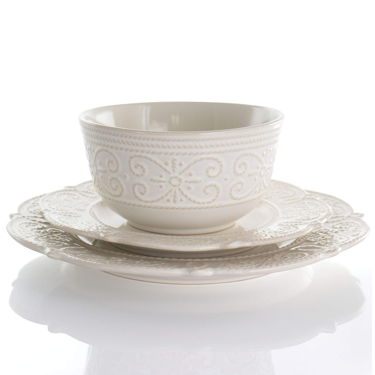 Round Stoneware 16 Piece Dish Set W79353