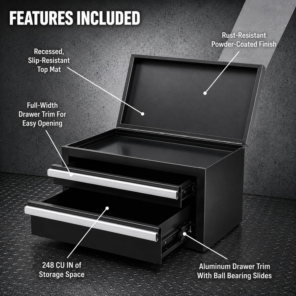Mini 2-Drawer Steel Tool Box Black K2678