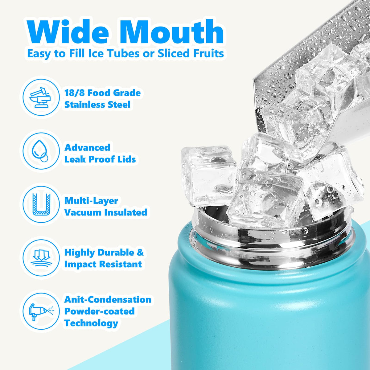 Insulated Water Bottle with Lid & Boot & Stickers, 24 oz B944411