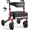 Foldable Rollator Walker with Seat, 380 lbs, Red V53265