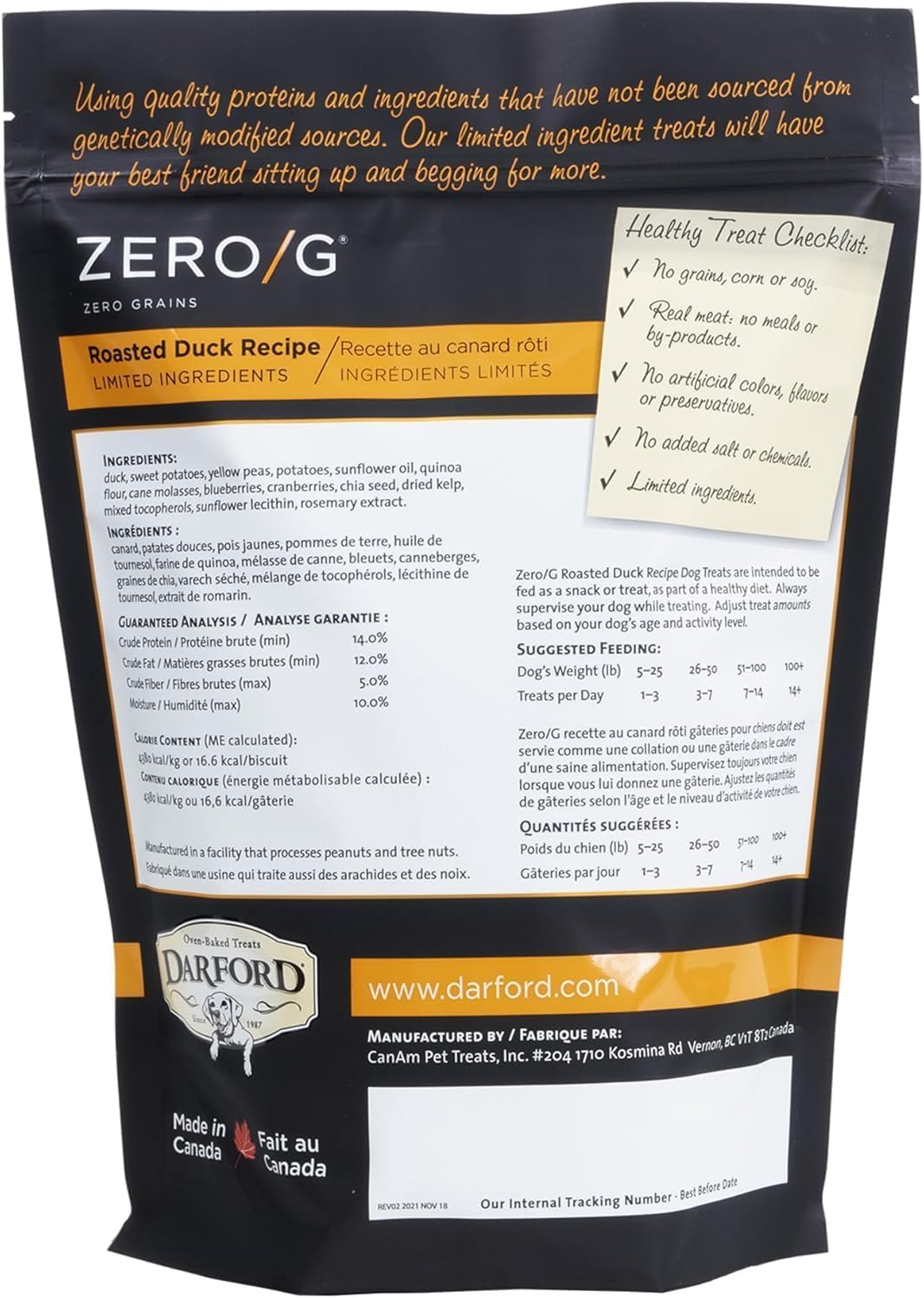 Roasted Duck Grain Free Dog Treats 2-Pack 36oz P7563