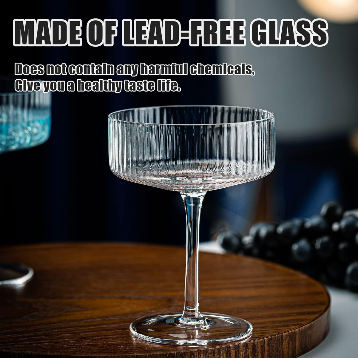 Set of 6 Ribbed Coupe Cocktail Glasses N476307