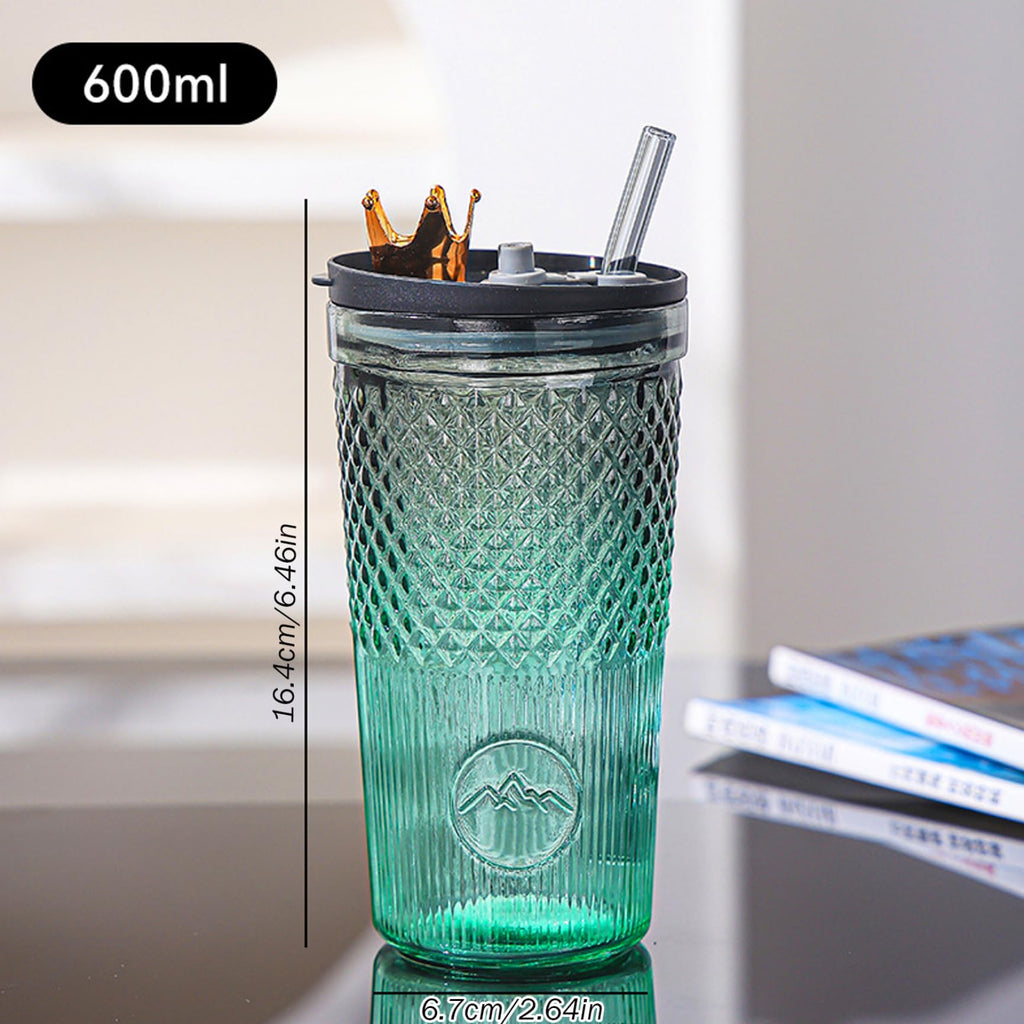 20Oz Glass Tumbler with Straw and Lid B7978