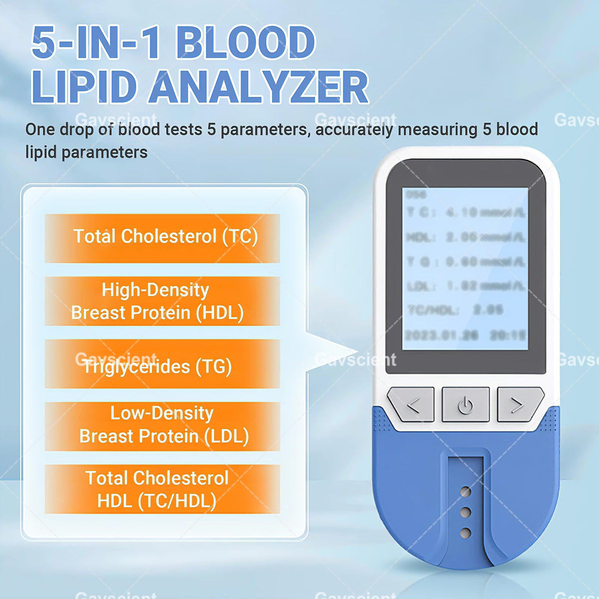 5 in 1 Lipid Test Meter Cholesterol Monitor Kit with 25 Strips C670