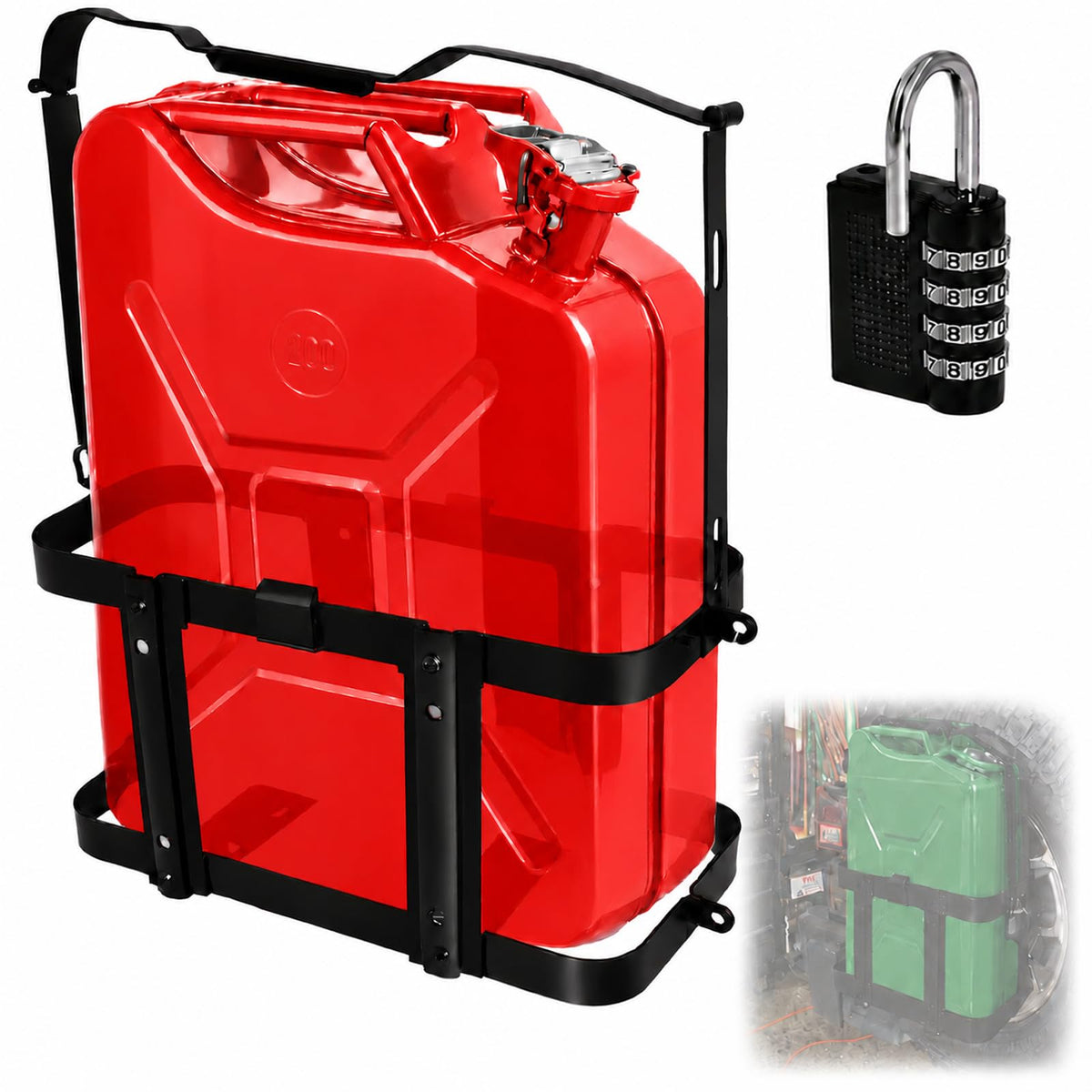 Gas Can Holder Rack with Combination Lock, 5 Gallon X548