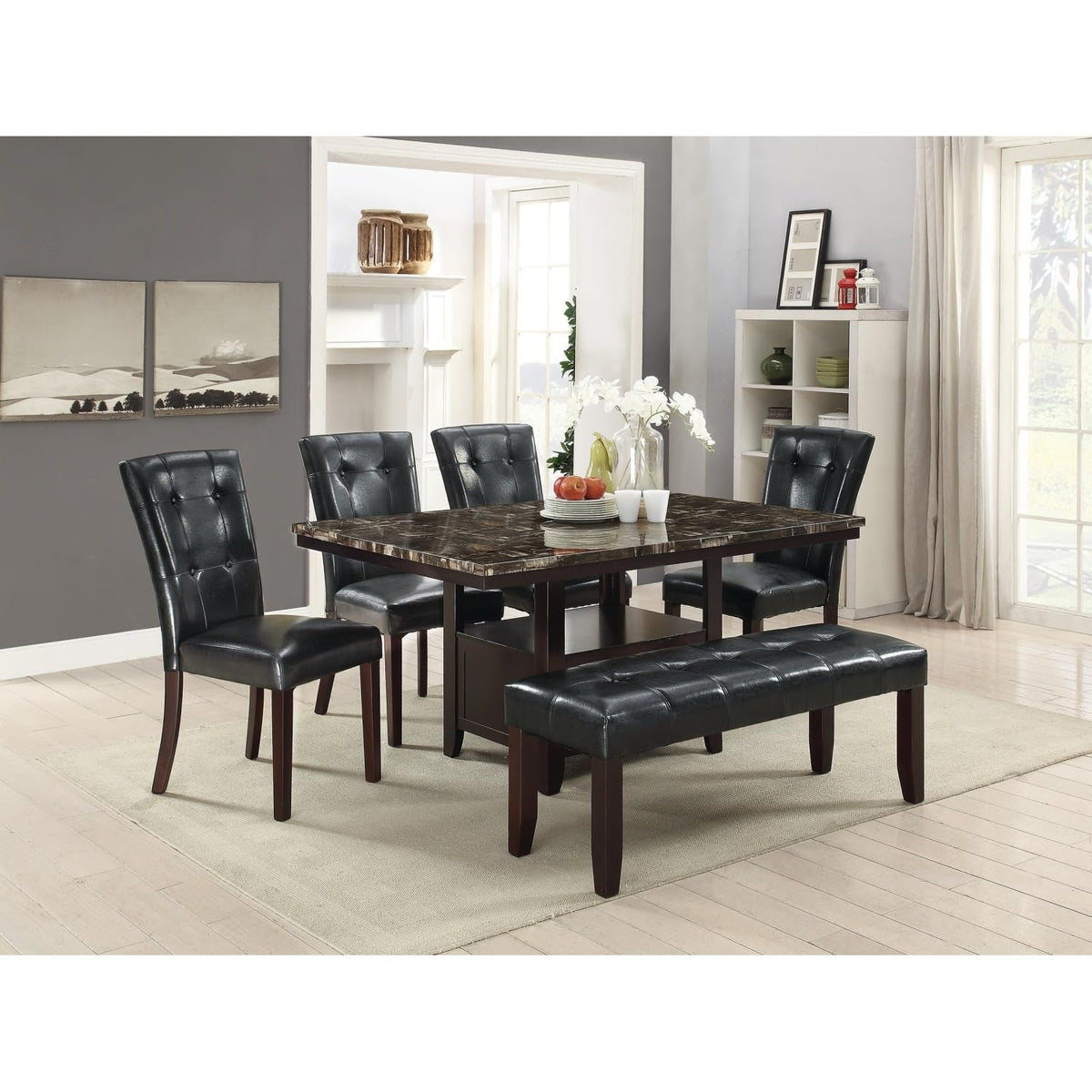 Black Faux Leather Tufted Parson Chairs Set of 2 A2073