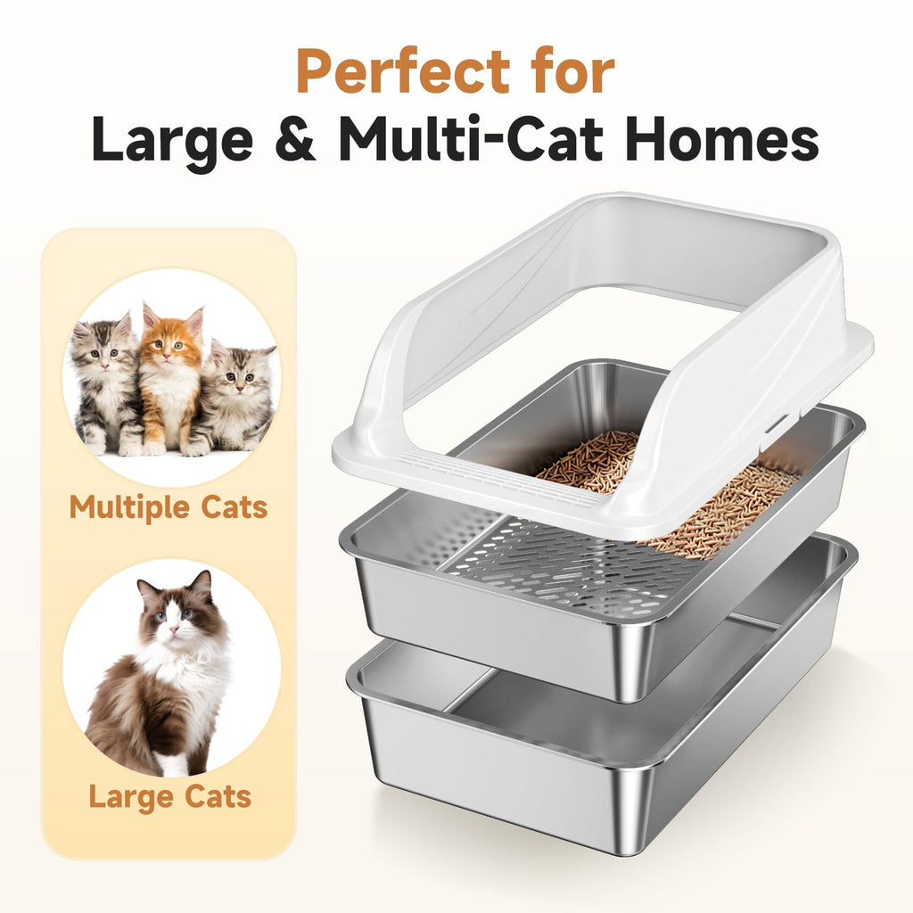 Stainless Steel Sifting Litter Box P1823