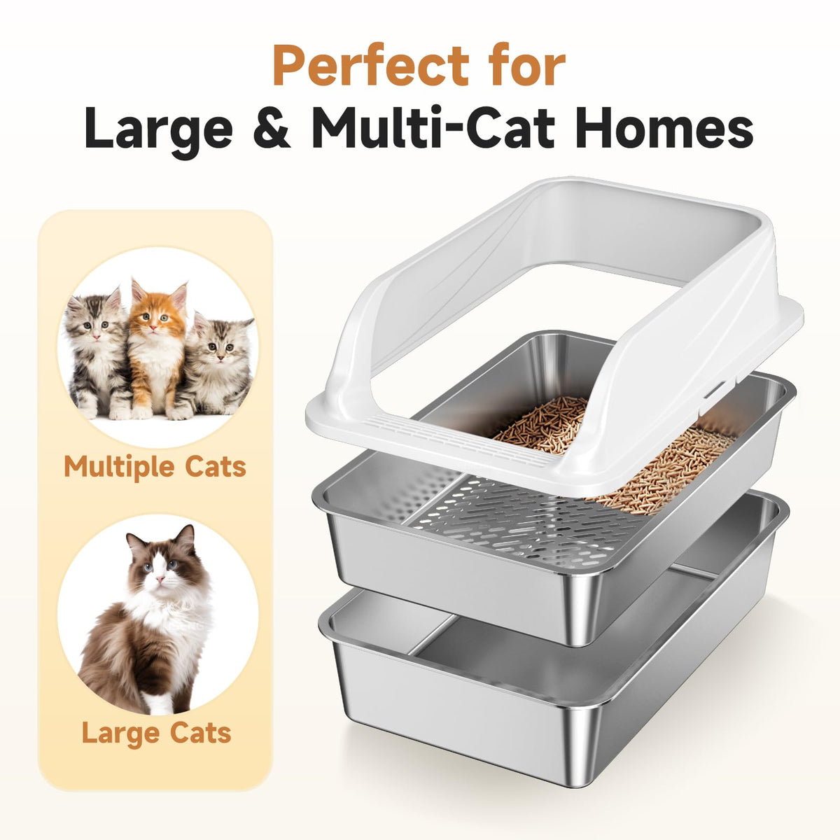 Stainless Steel Sifting Litter Box P1823