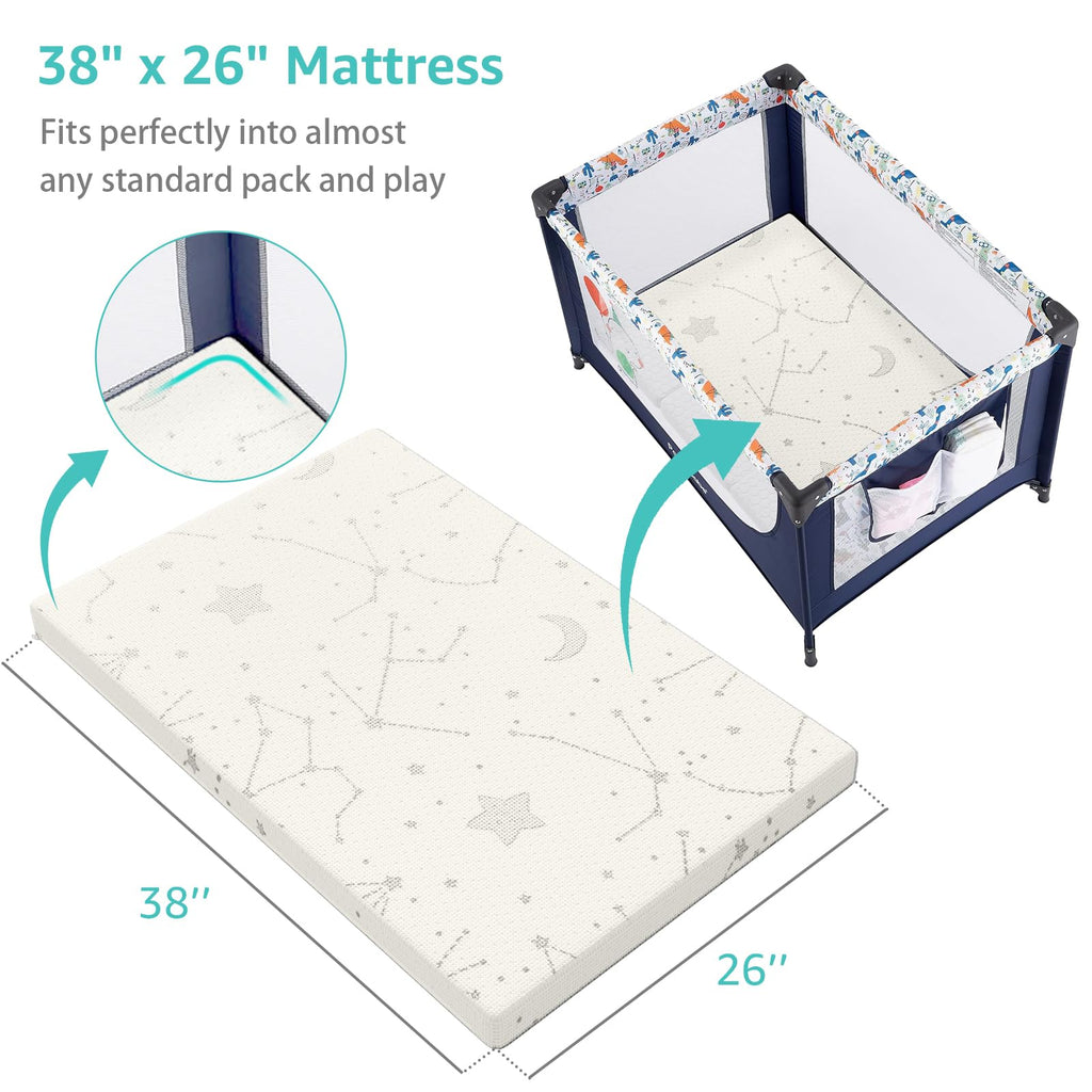 Bamboo Breathable 38x26 Waterproof Baby Mattress Topper with Strap D770582