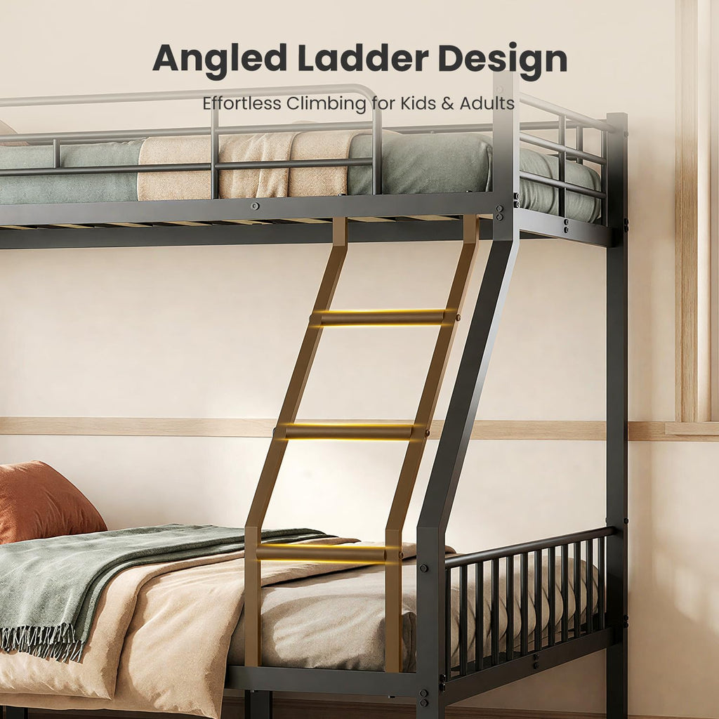 Twin XL Over Queen Bunk Bed with Angled Ladder W2325