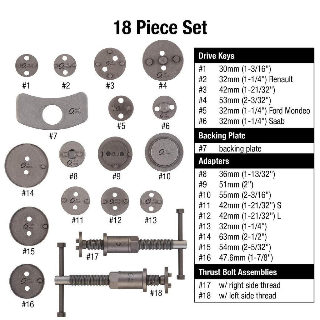 18-Piece Disc Brake Caliper Tool Set and Wind Back Kit U399093