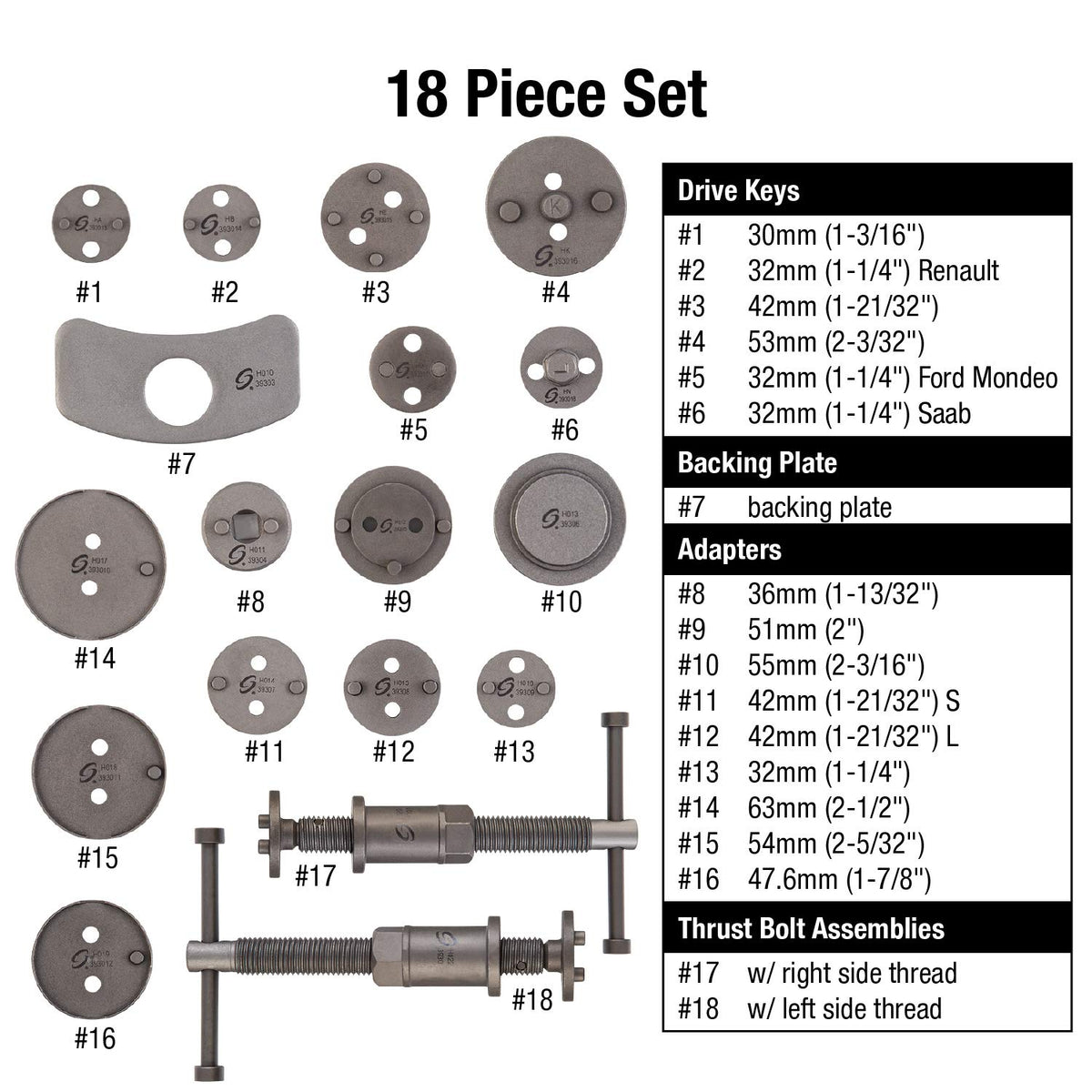 18-Piece Disc Brake Caliper Tool Set and Wind Back Kit U399093
