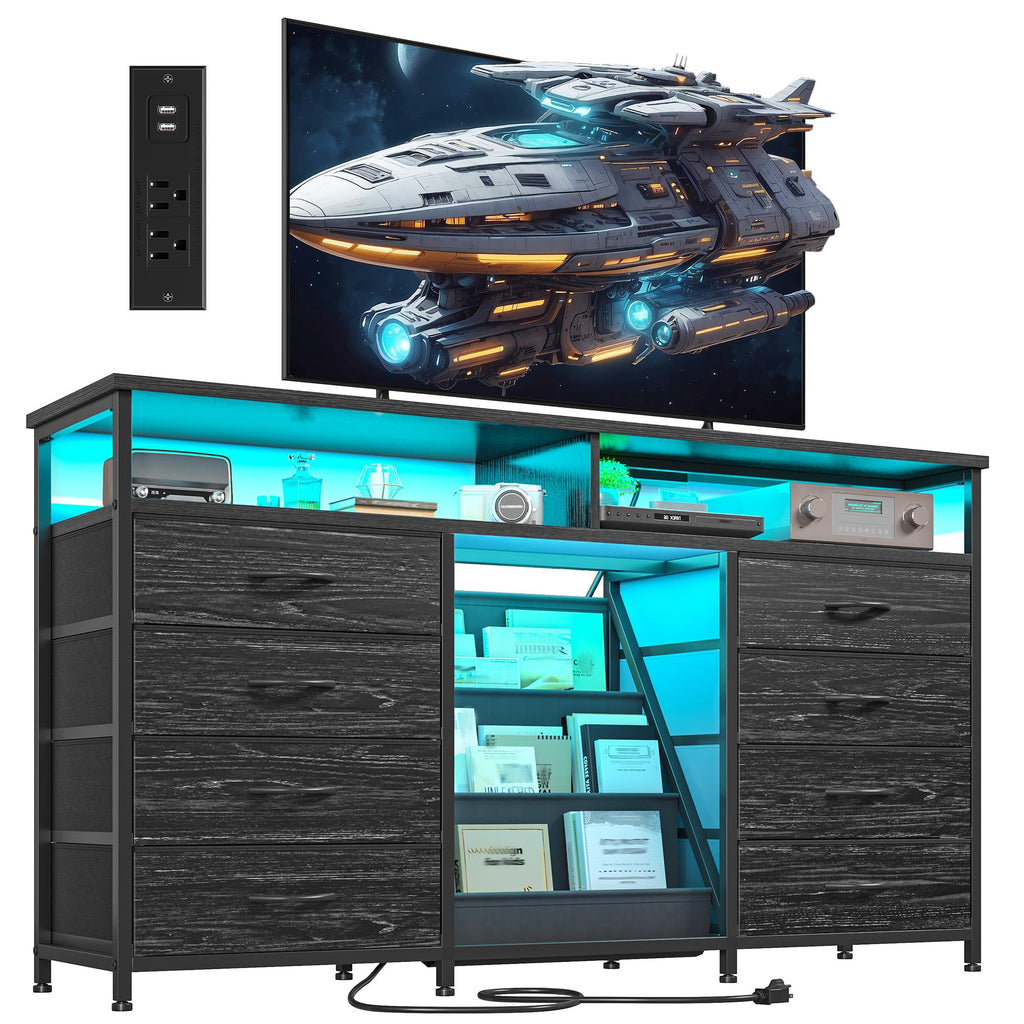 55" W LED Dresser with 8 Drawers & Power Outlet H722267