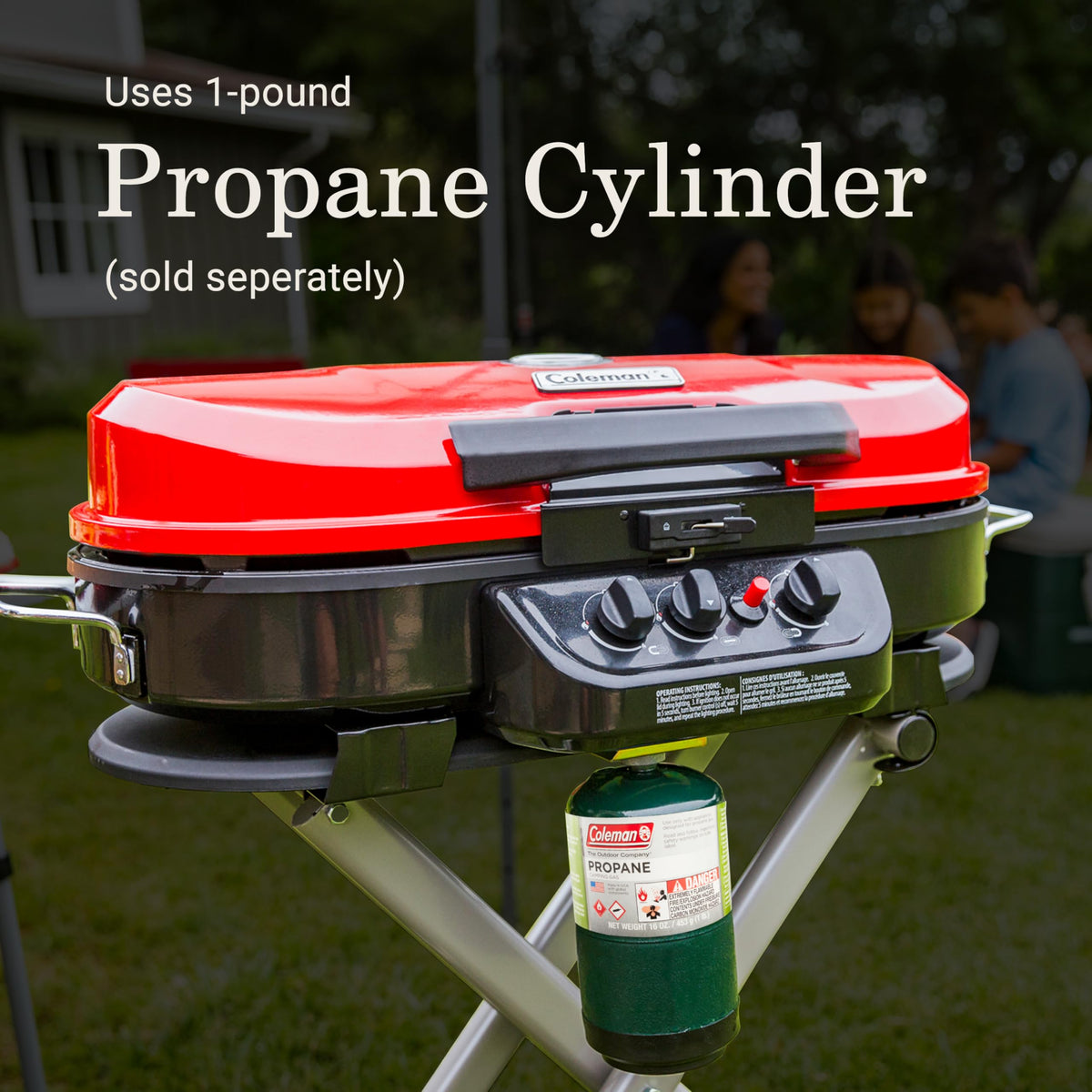 Portable Propane Grill, 3 Burners, Red Z5932