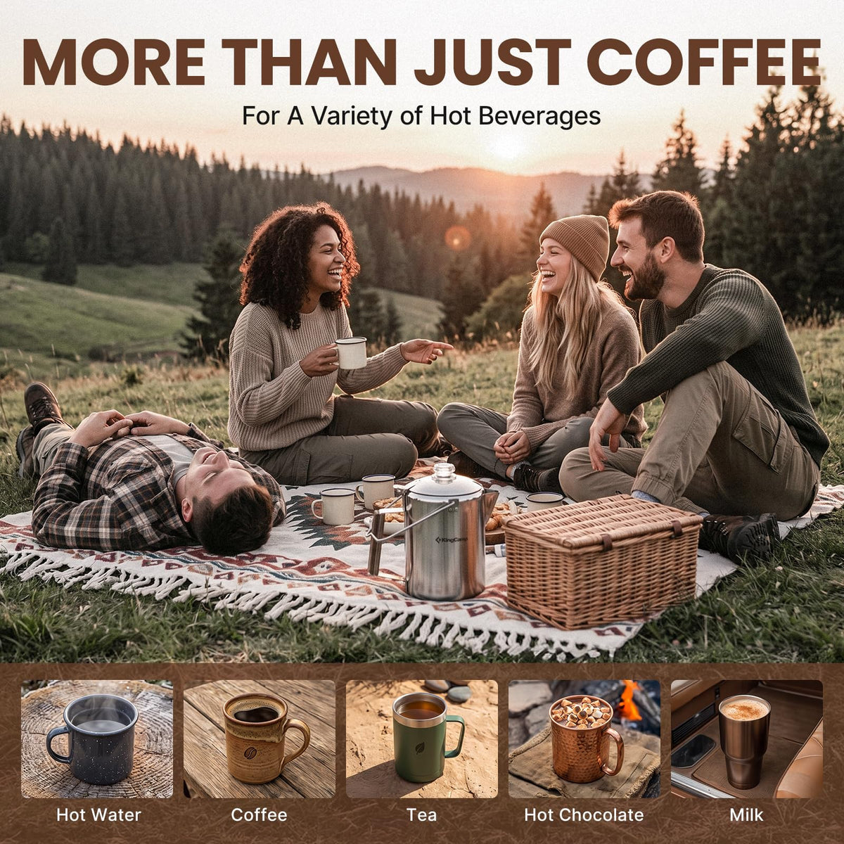 9 Cup Stainless Steel Coffee Pot with Wood Handle N87497