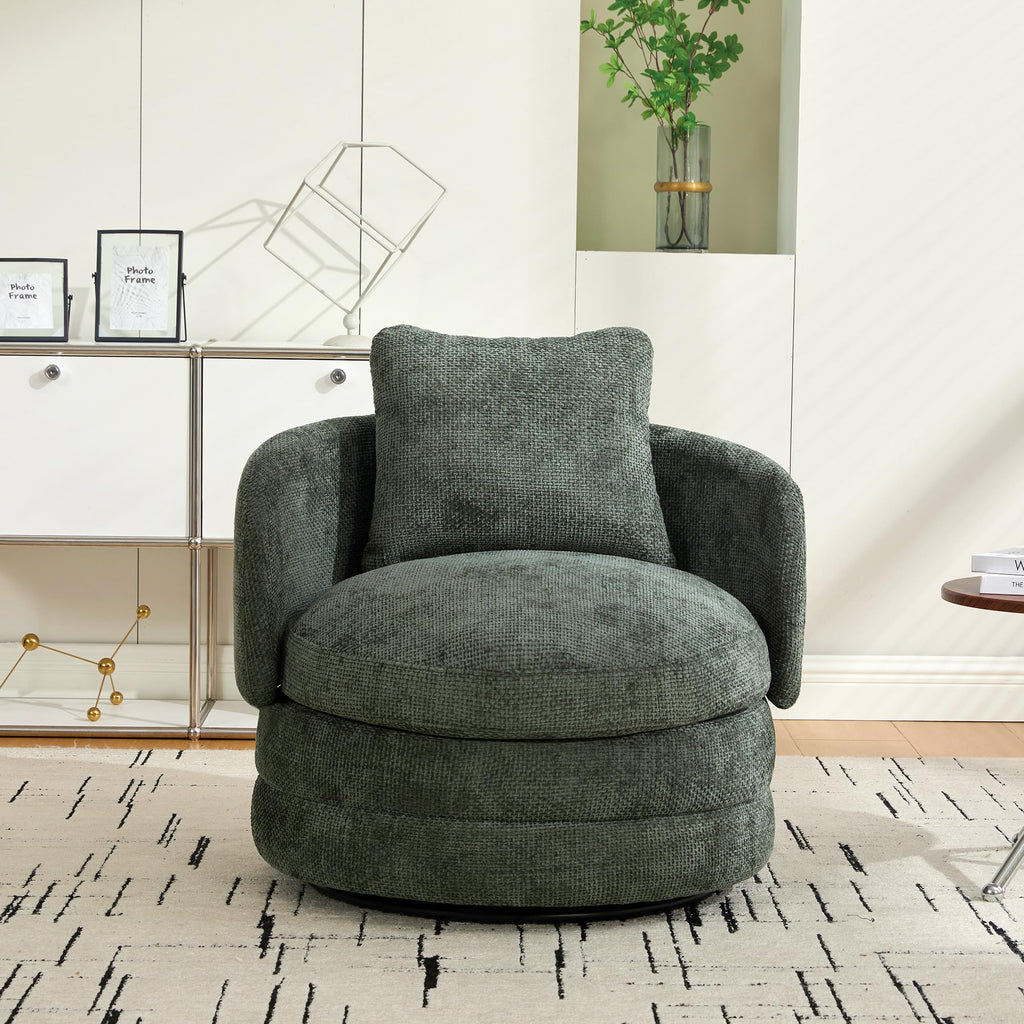 30" Modern Round Set of 2 Swivel Chenille Upholstered Barrel Chair E190