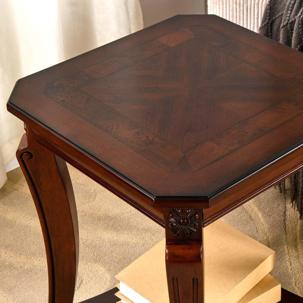 Vintage Wood End Table with Storage Shelf O665