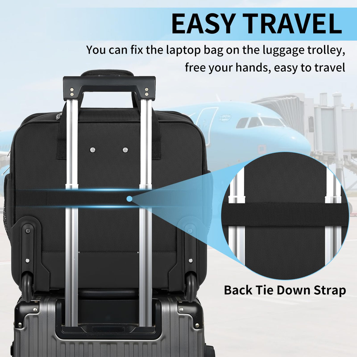 Water-Resistant 17.3" Rolling Laptop Bag with RFID Pocket M234