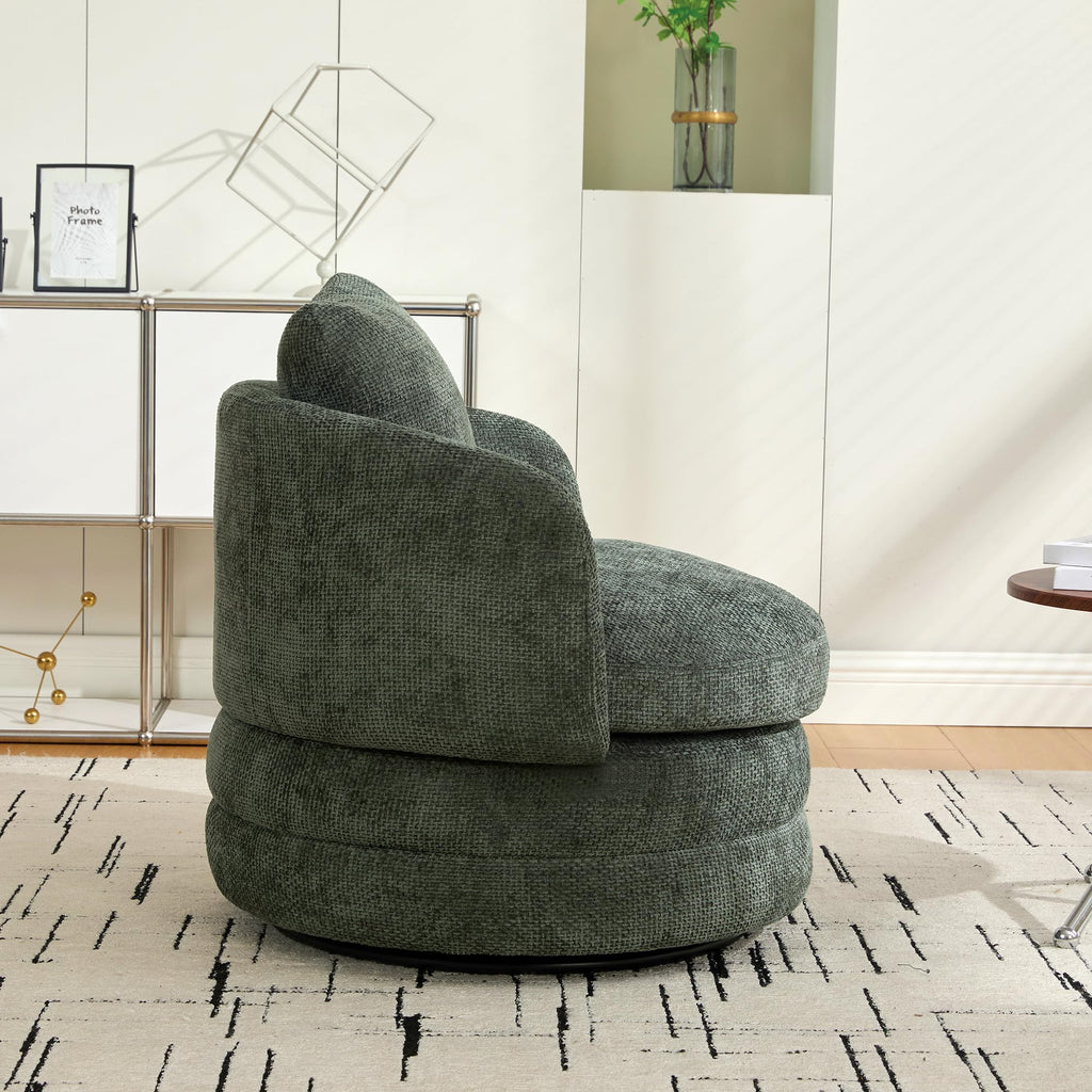 30" Modern Round Set of 2 Swivel Chenille Upholstered Barrel Chair E190