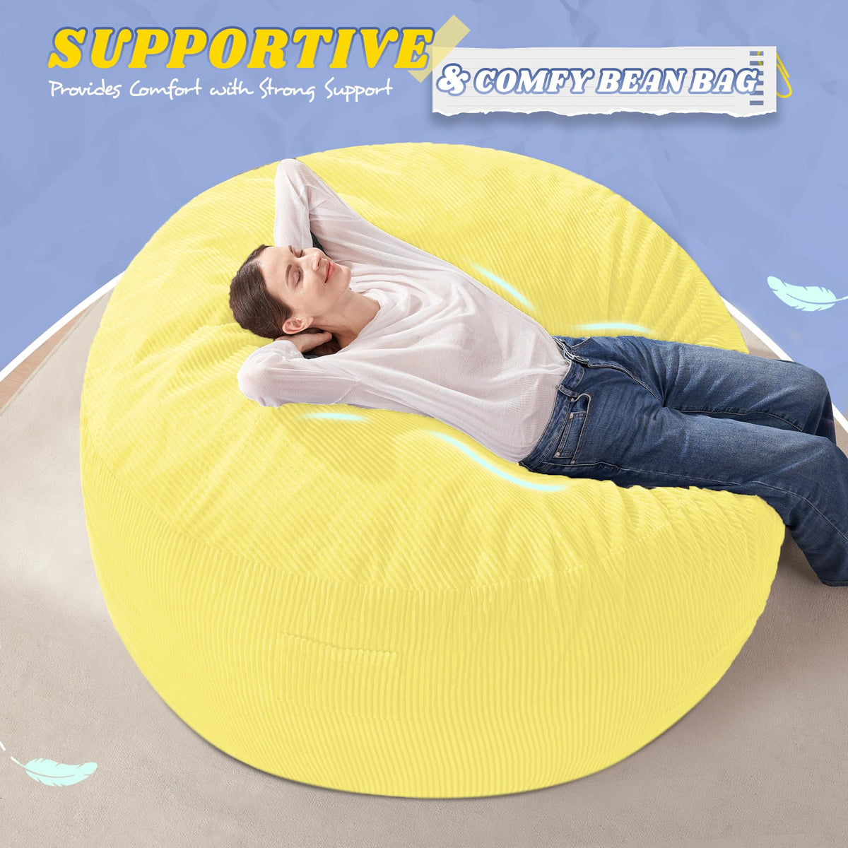 3FT Memory Foam Corduroy Bean Bag Chair U998