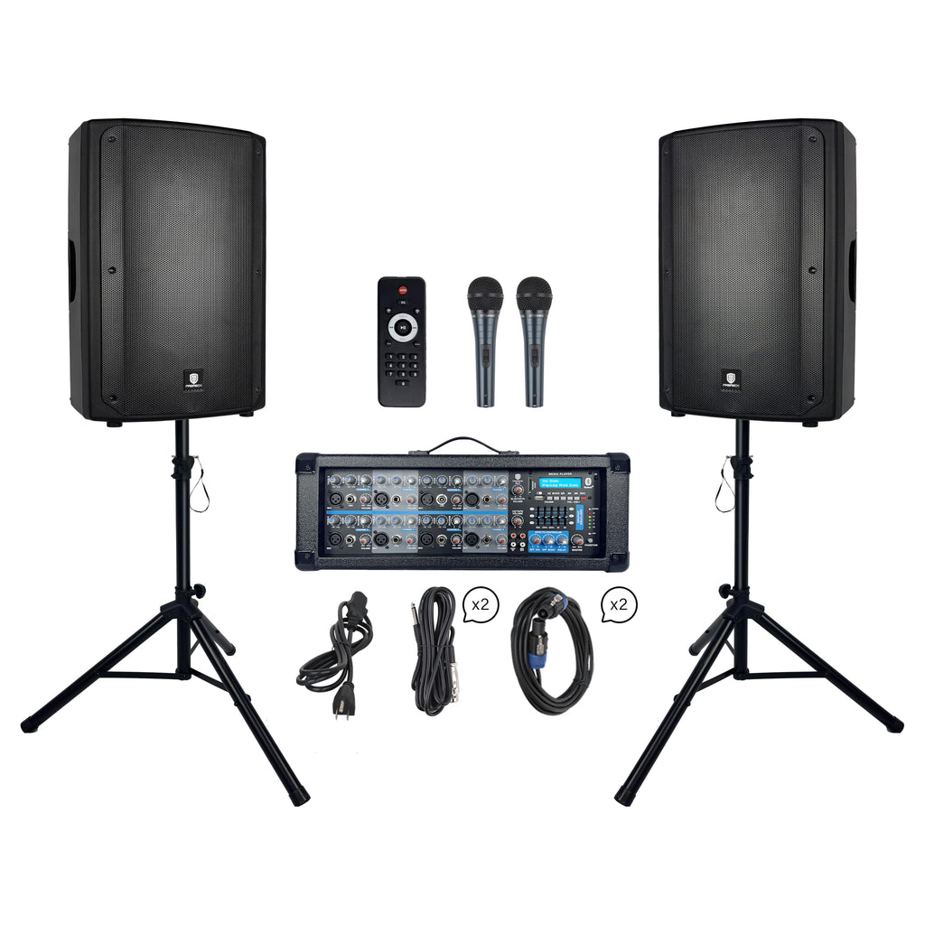 3000W Bluetooth PA Speaker System with 8-Channel Powered Mixer A749744