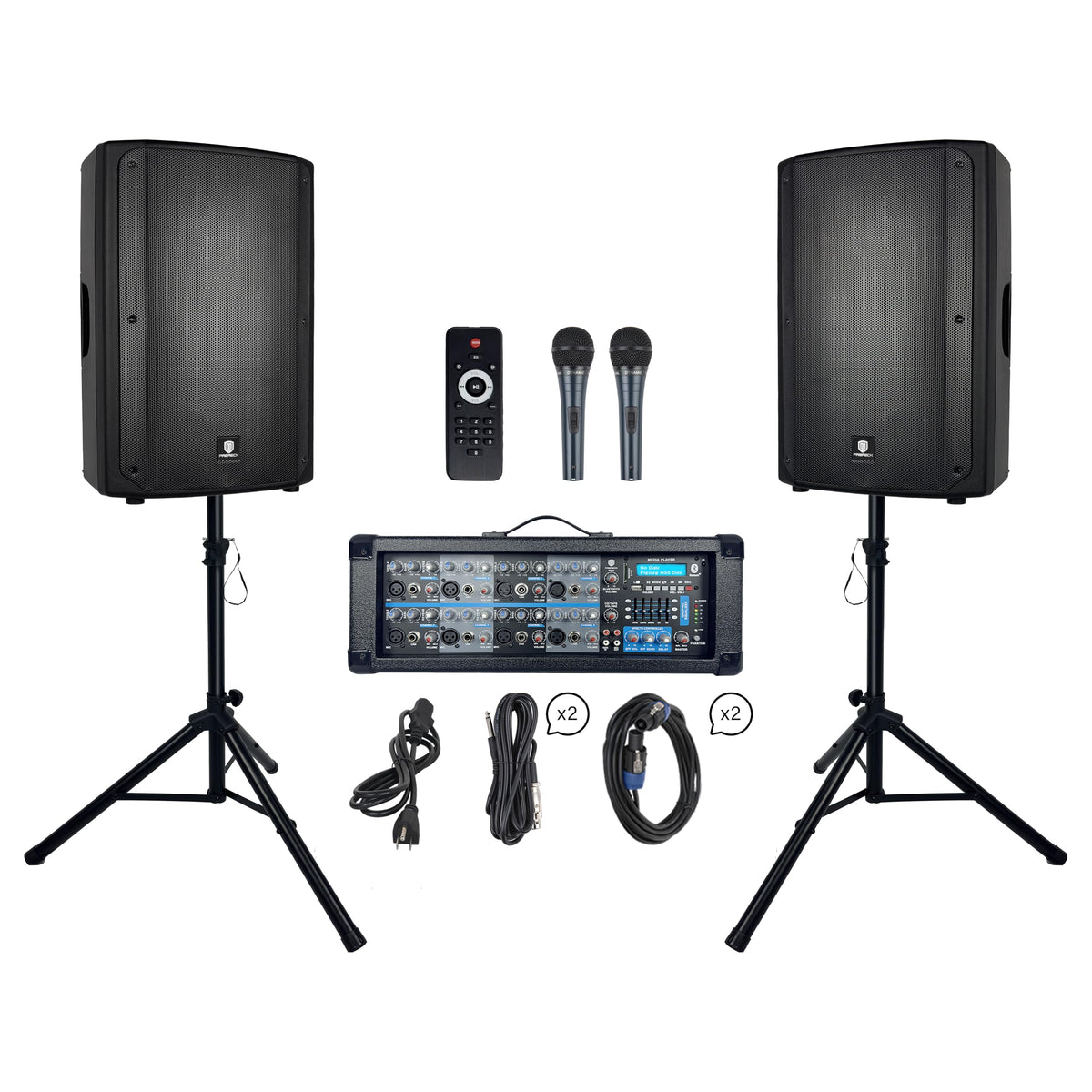 3000W Bluetooth PA Speaker System with 8-Channel Powered Mixer A749744