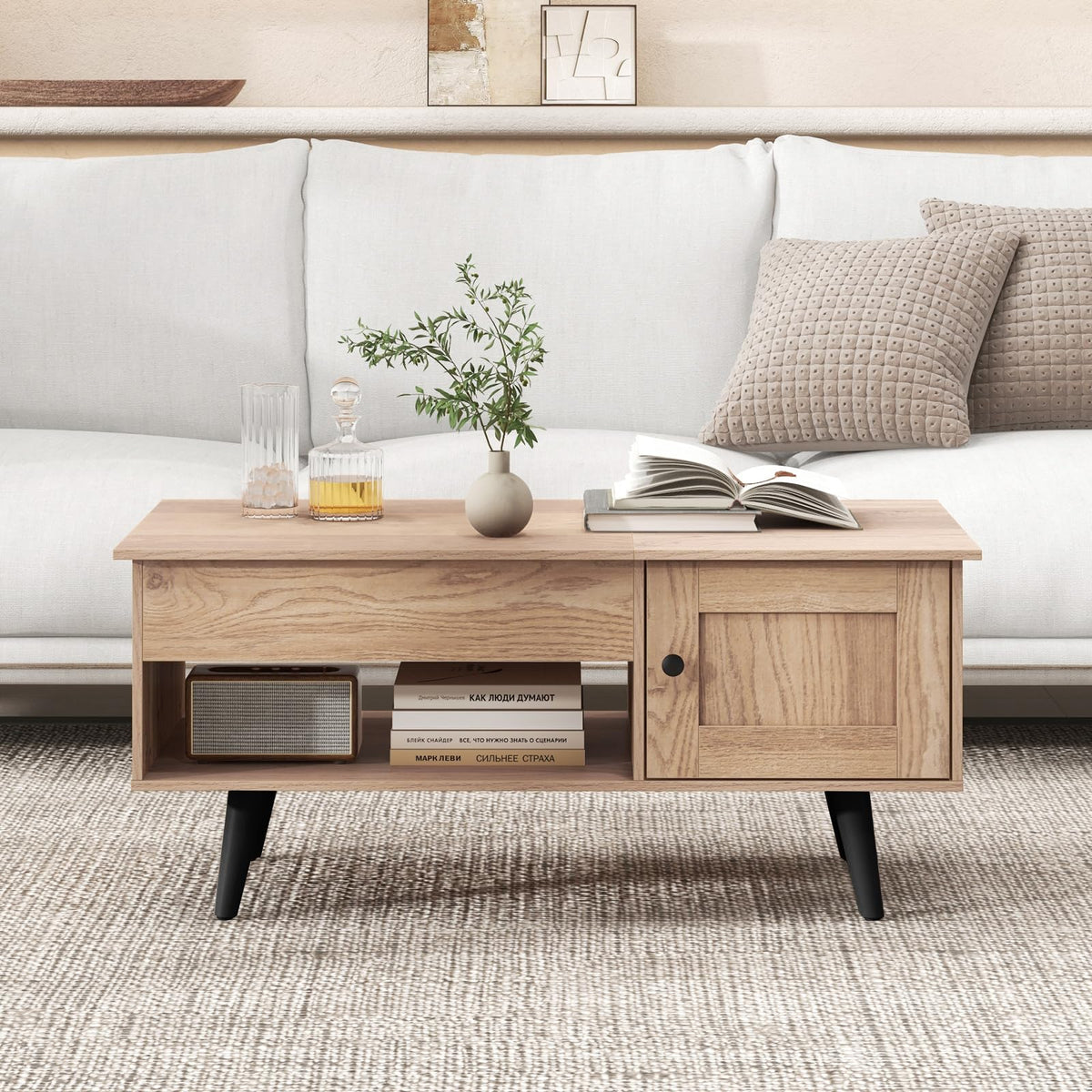 Lift Top Coffee Table with Storage and Hidden Compartment Q2793