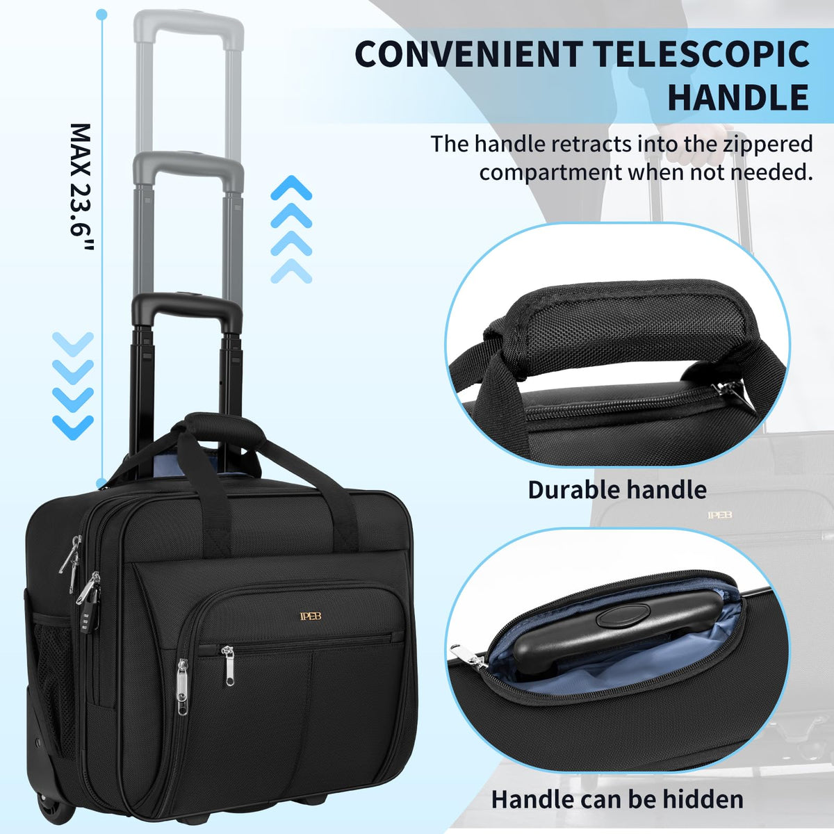 Water-Resistant 17.3" Rolling Laptop Bag with RFID Pocket M234