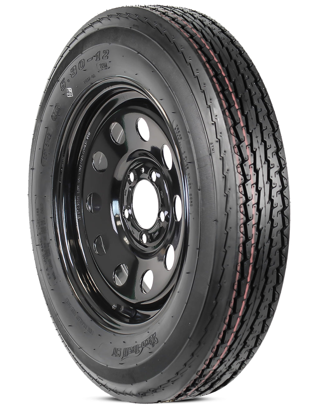 Trailer Tire Rim Assembly 5.30-12 5 Lug Black Wheel E554