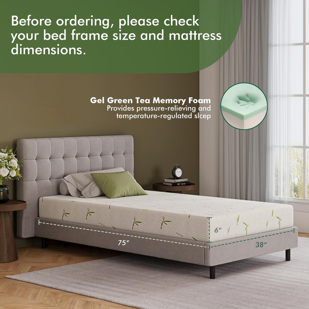 6 Inch Twin Gel Memory Foam Mattress Q277305