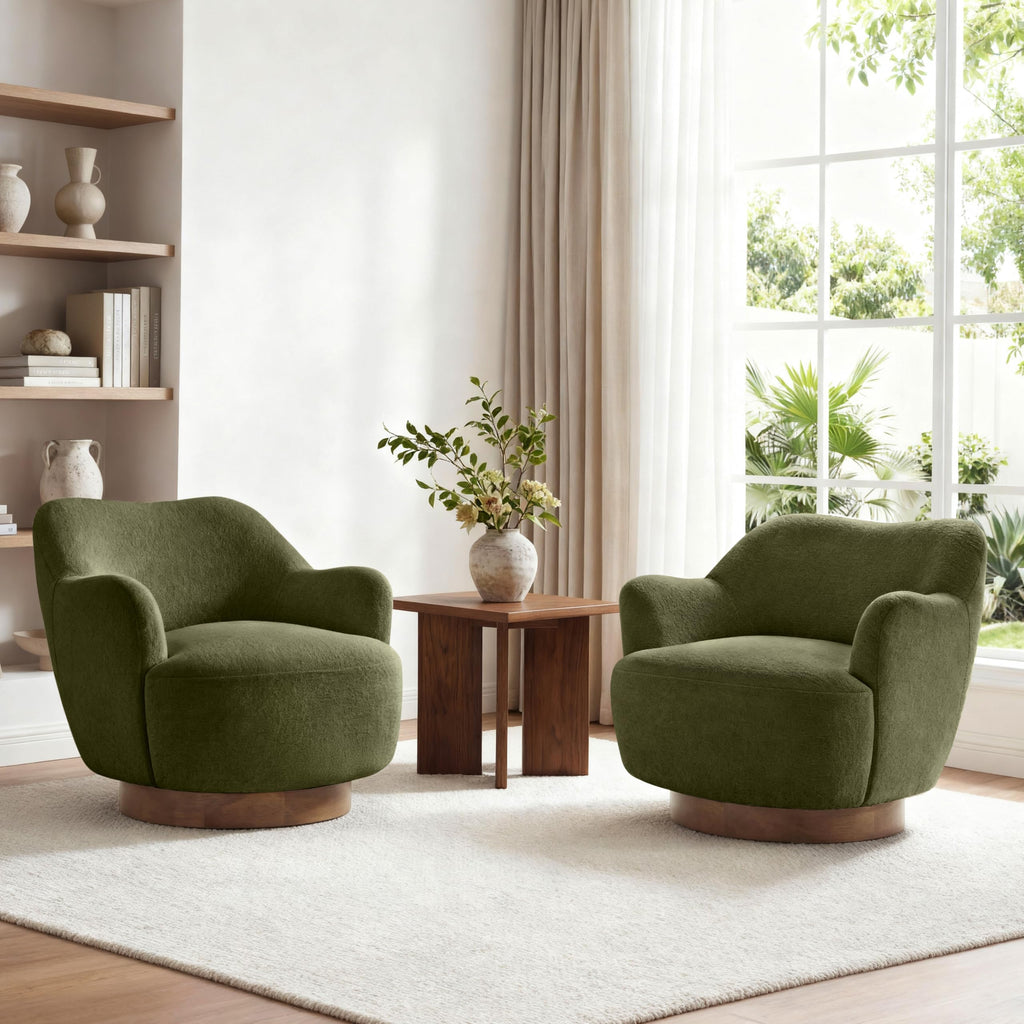 Green Swivel Accent Chair Set of 2 F728