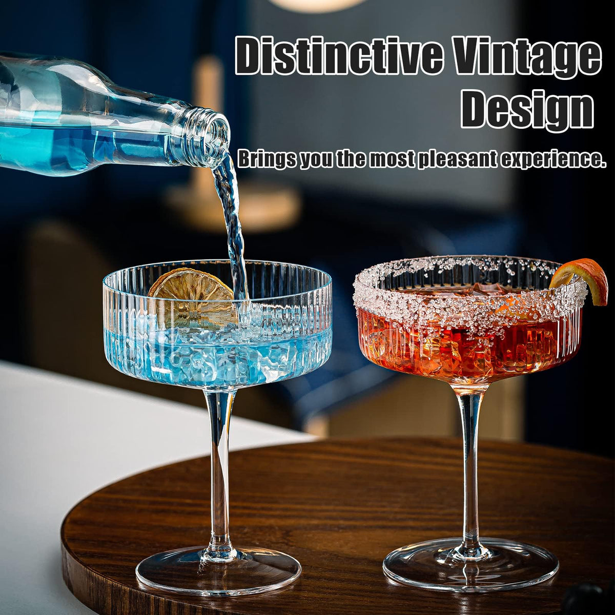 Set of 6 Ribbed Coupe Cocktail Glasses N476307