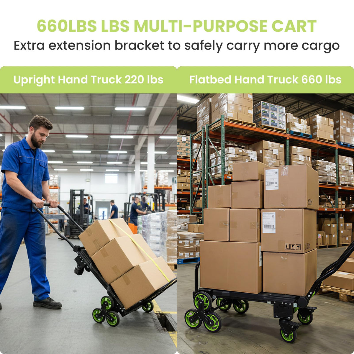 3 in 1 Convertible Folding Hand Truck with Brakes O975973