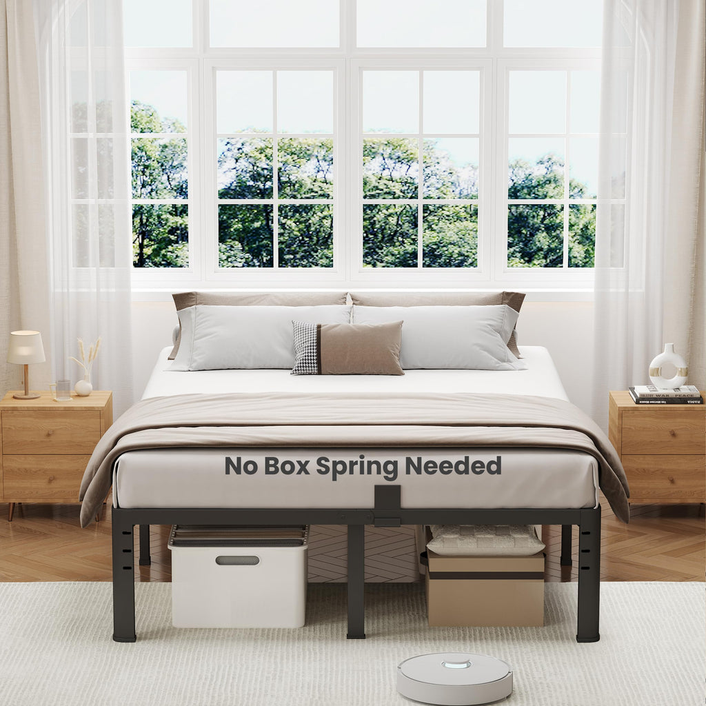 18 Inch Queen Size Metal Platform Bed Frame N17453
