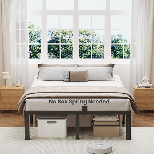 18 Inch Queen Size Metal Platform Bed Frame N17453