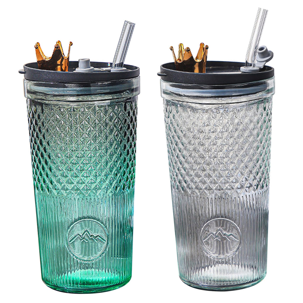 20Oz Glass Tumbler with Straw and Lid B7978