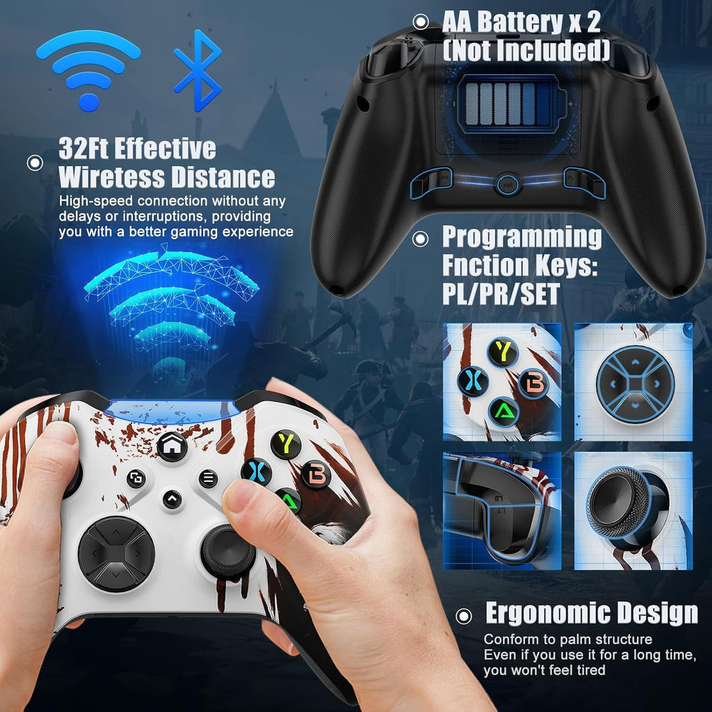 Wireless Xbox Controller with Vibration, Turbo, Programmable, 6 Gyro Axis, 3.5mm Audio Jack D82353