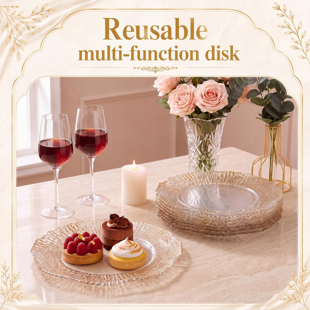 12 Pcs Baroque Plastic Charger Plates S8355