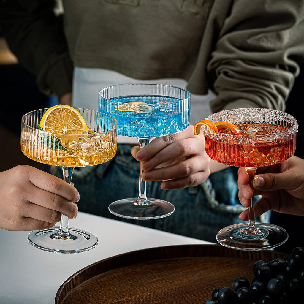 Set of 6 Ribbed Coupe Cocktail Glasses N476307