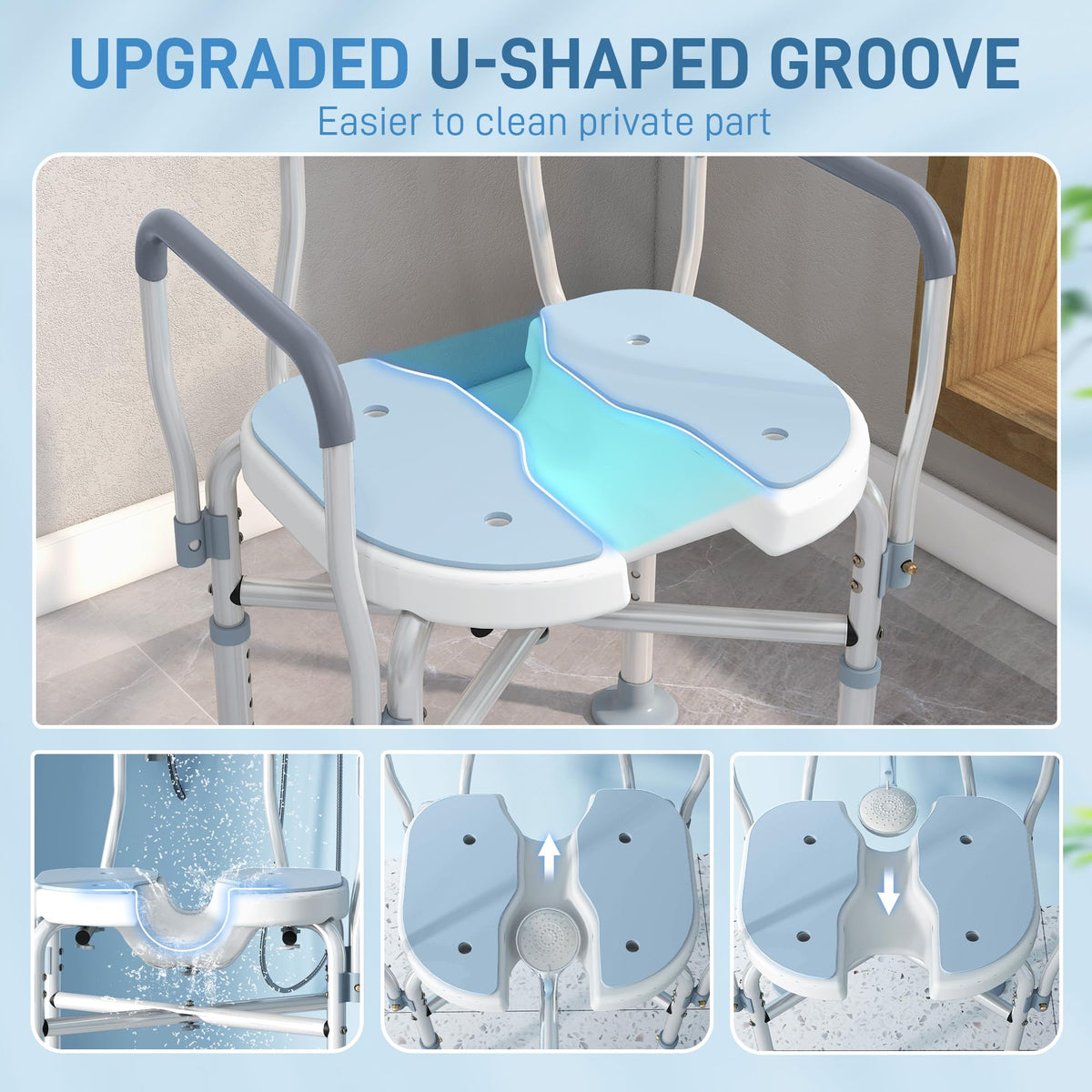 Padded Shower Chair with Arms and Back M18152
