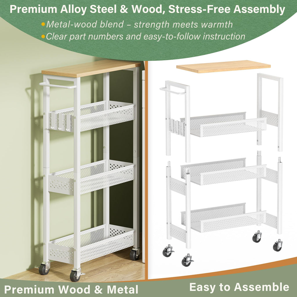 Laundry Room Organization Cart with Casters S7178