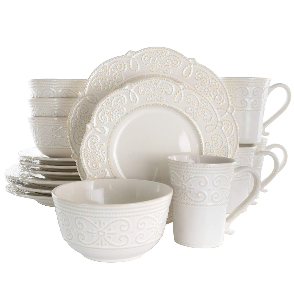 Round Stoneware 16 Piece Dish Set W79353