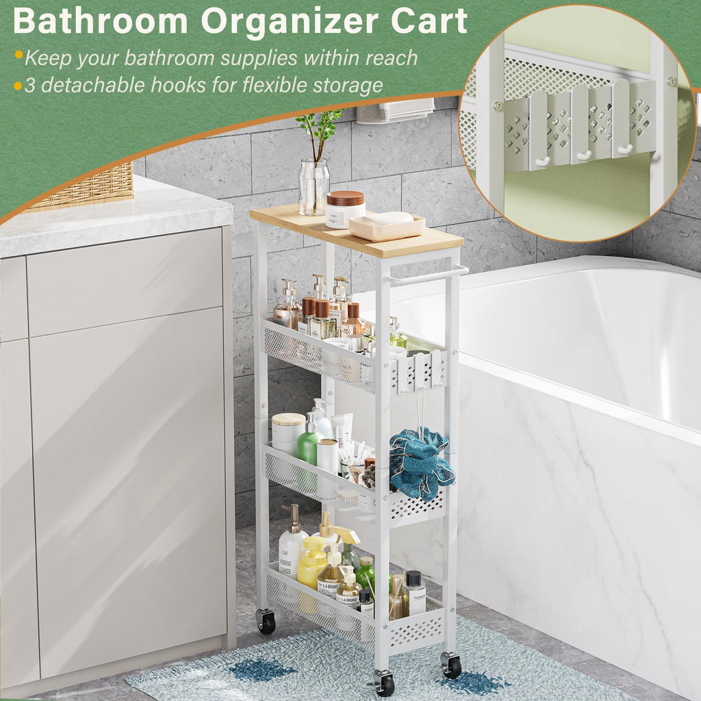 Laundry Room Organization Cart with Casters S7178