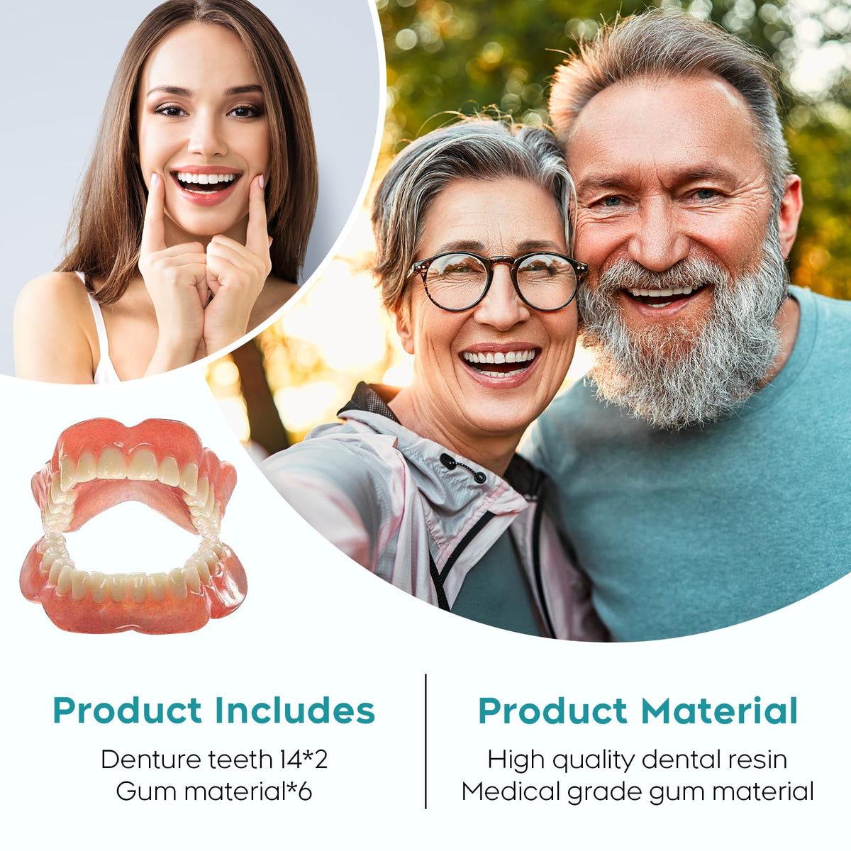 DIY Denture Kit Full Set Top & Bottom Fake Teeth Y524