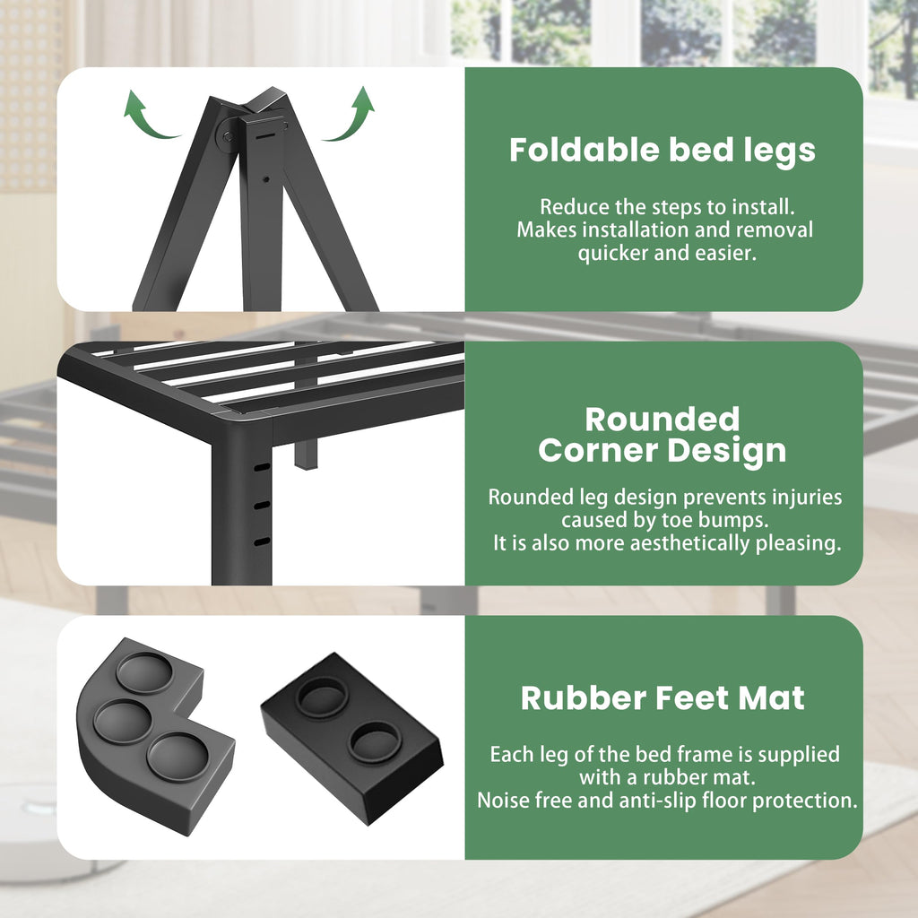 18 Inch Queen Size Metal Platform Bed Frame N17453