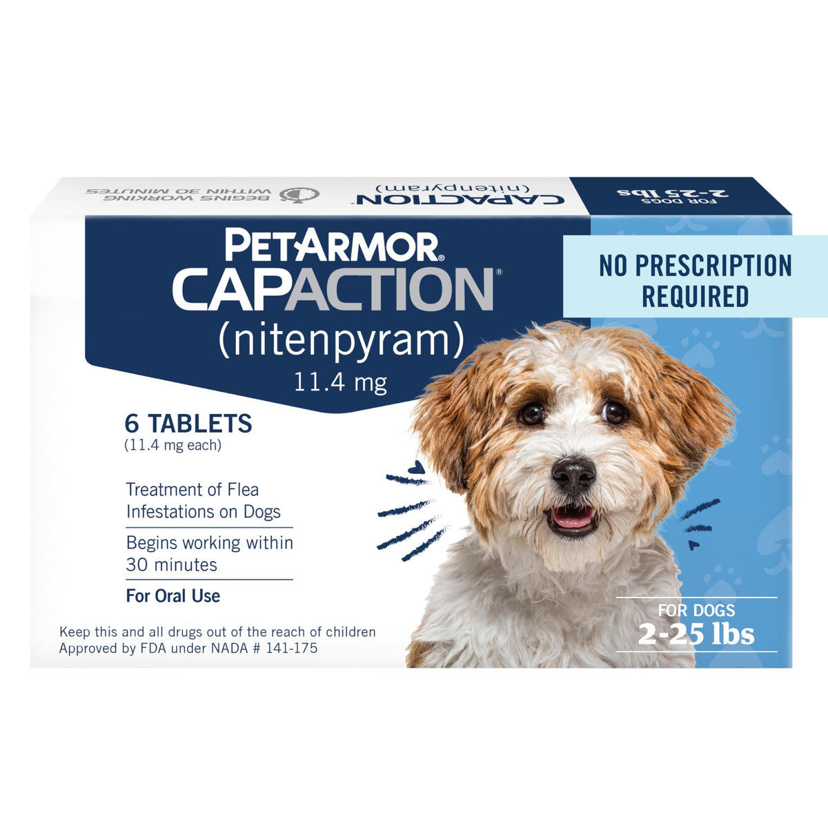 Oral Flea Tablets Dogs 2-25 lbs, Nitenpyram, 6-Dose O4371